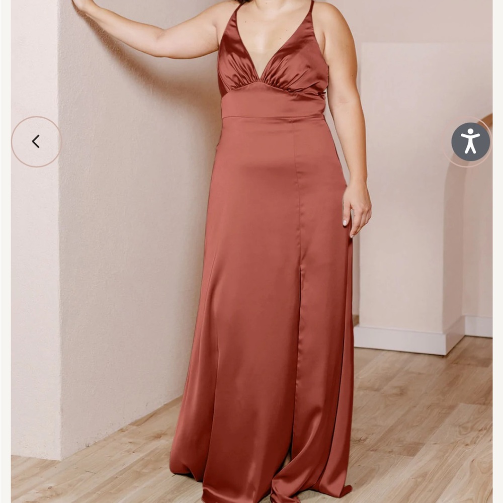 Revelry Carmen Satin Dress, Cinnamon Rose